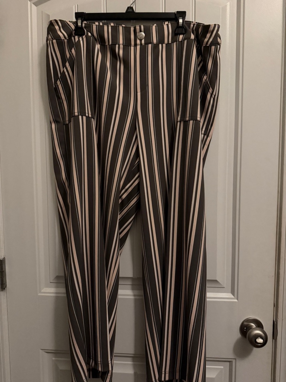 Cato Striped Wide-Leg Pants in Brown and Cream